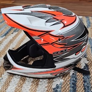 Orange and White Full-Face Helmet